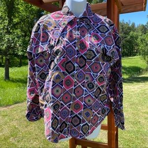 Purple Pink Aztec Roughrider Vintage Old Skool Rodeo Western Wear Cowgirl 9/10